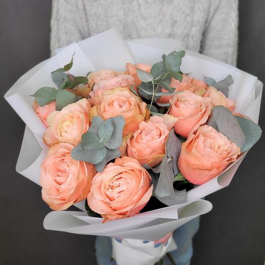 Букет пионовидных роз _11 "Golden rose"