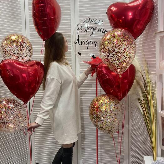 Композиция из шаров "Для любимой", 9 шаров