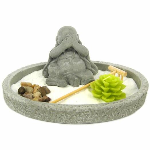 Zen Garden with Hotei 21x16cm