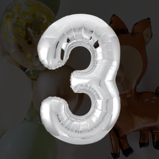Шар-цифра "3" серебро