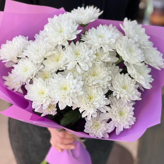 Bouquet of 5 white bush chrysanthemums