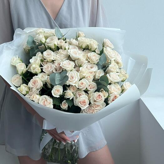 25 rosas de arbusto cremoso (Bouquet N19)