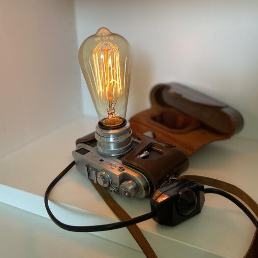 Vintage Camera Lamp, Edison lamp, desk lamp, wall sconce