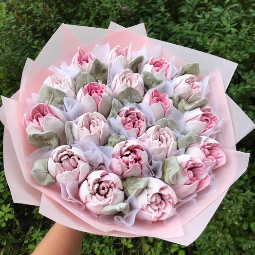 Букет из зефира фламинго