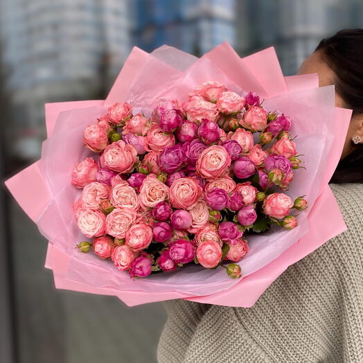 A mix of pink bush roses