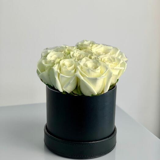 White Roses In Leather Box