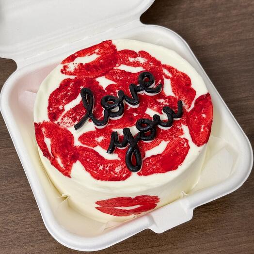 Love bento cake with kisses on February 14th