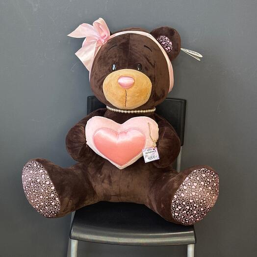 Плюшевый медведь девочка с сердечком
