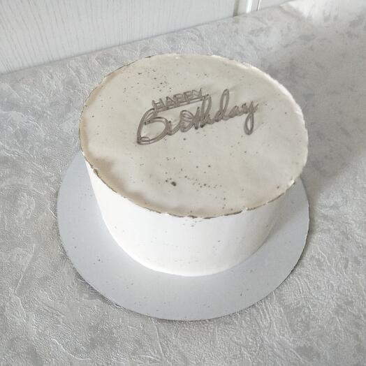 Торт 1 кг на день рождения с топпером "Happy birthday"