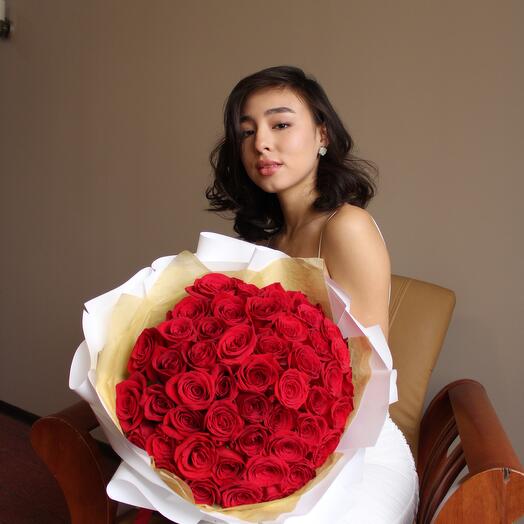 Букет 51 красная роза 50 см