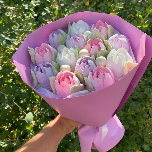 Букет из зефира, сладкий букет, учителю, маме, сестре, дочке, на день рождения