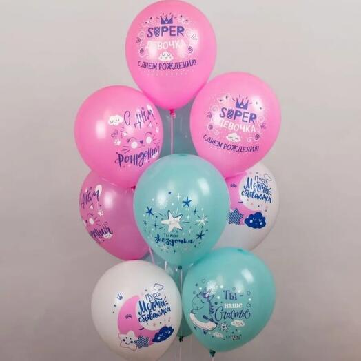 Фонтан гелиевых шаров СУПЕР ДЕВОЧКА