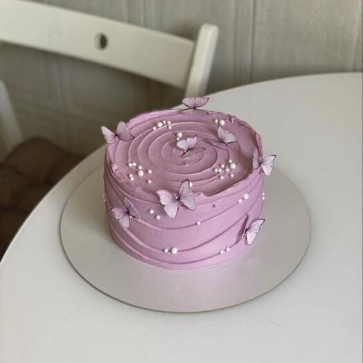 Pink butterfly butter cake