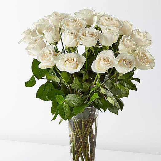 White roses in vase