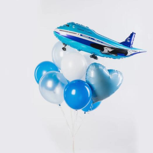 Juego de globos avión Azul