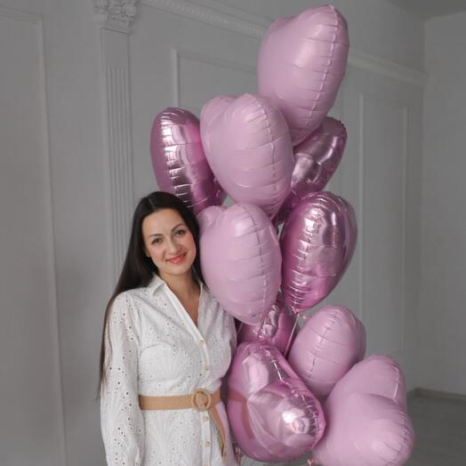 Set of 15 pink hearts