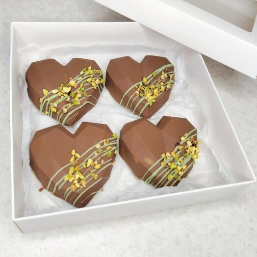 Дубайский шоколад набор 4сердечка, подарок для девушки