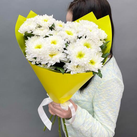 Mono bouquet of white bush Chrysanthemums 5 pcs
