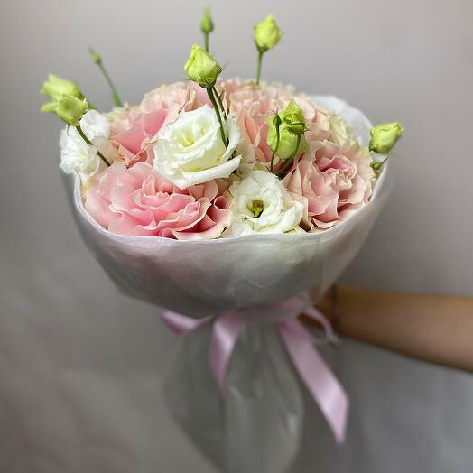 French Roses and Eustoma Bouquet-5637