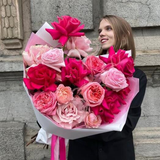 Шикарный авторский букет с французской розой для любимых (55)