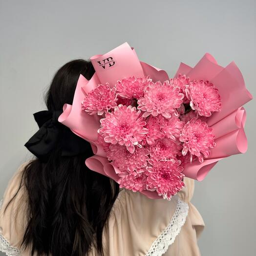 Букет розовых хризантем «Розовый поцелуй»