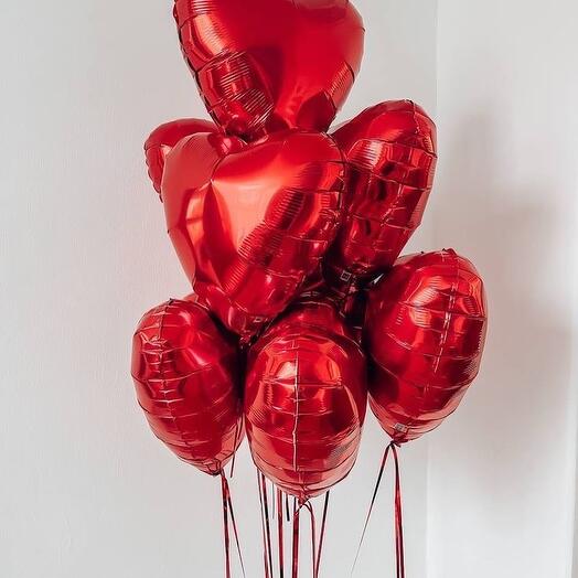 Сет из 7 фольгированных сердец