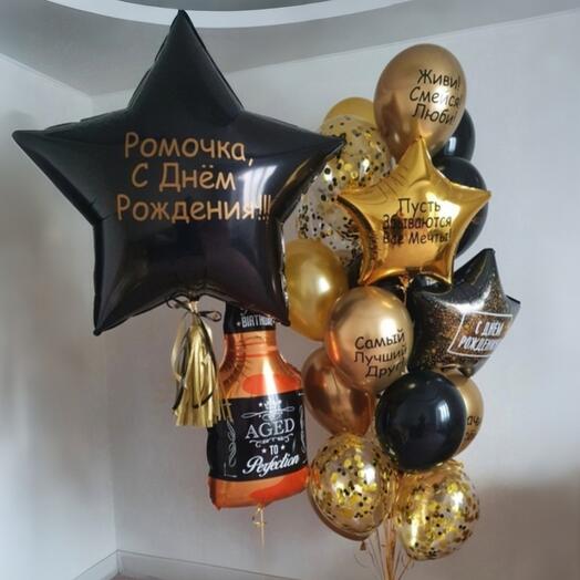 Набор шаров с бутылкой виски для мужчины, босса, руководителя