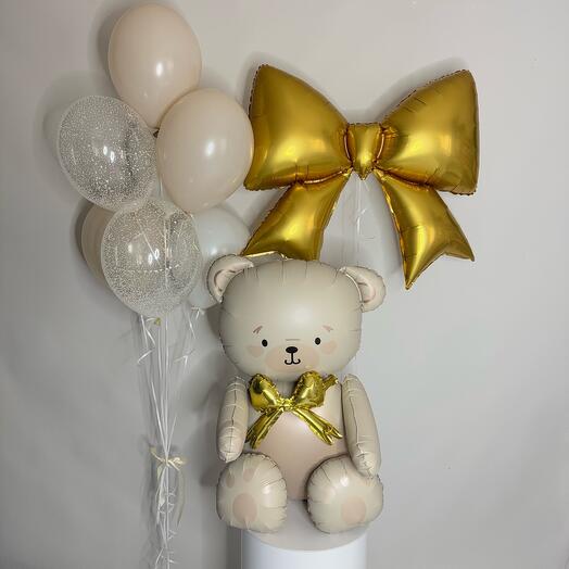 Воздушные шары Мишка и бантик