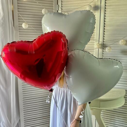Сет из трёх шаров сердце с гелием «Трио»