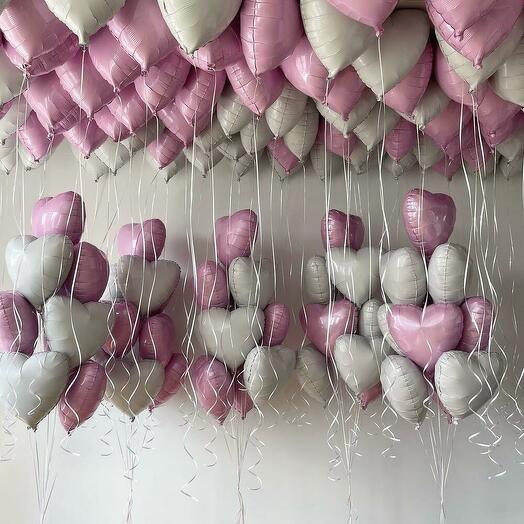 Шары 101 сердце 🤍