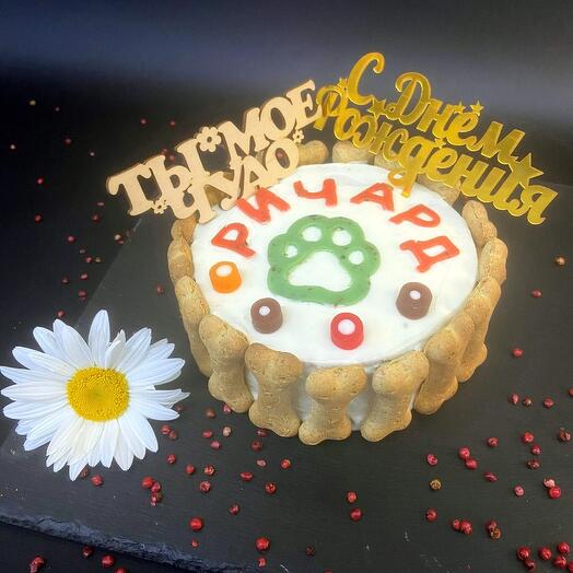 Торт круглый именной с косточками/лапками