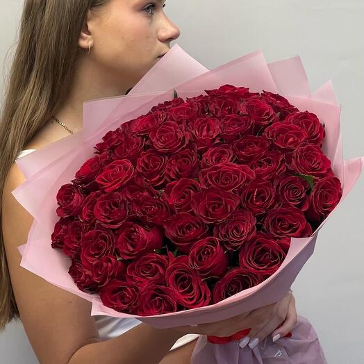 Букет из 51 красной розы Кения