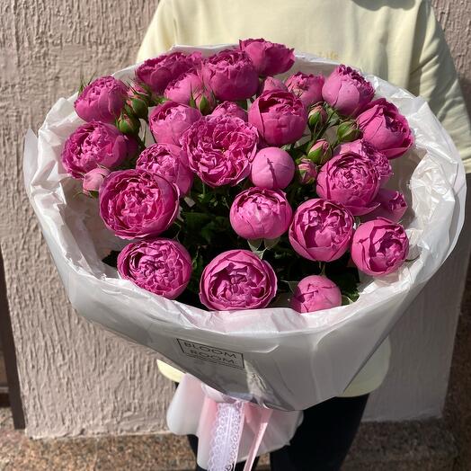 🎀Букет «Bloom room» из яркой кустовой пионовидной розы 👍