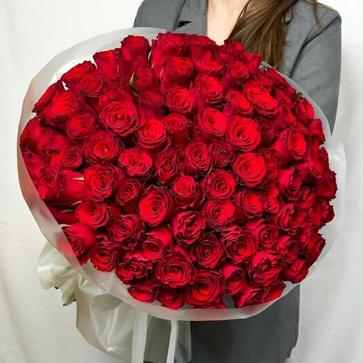 Огромный букет из 101 розы Кения 60см