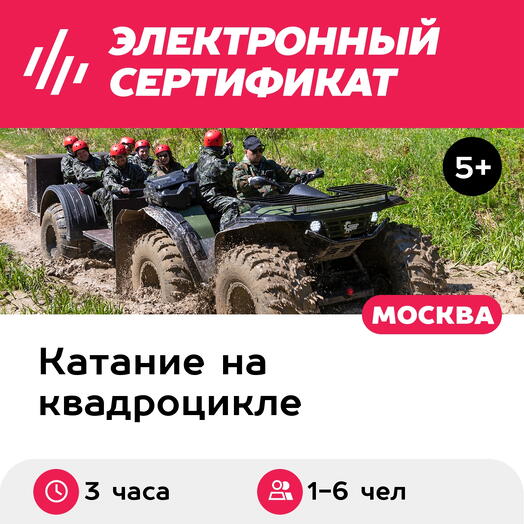 Подарочный сертификат Квадросафари на снегоболотоходе / квадробигфуте для 1-6 чел. (3 часа)