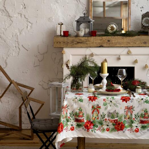 Скатерть на стол Этель Christmas Red Flowers 150x110 см