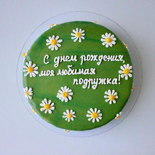 Муссовый торт подруге с ромашками