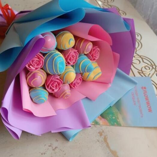 Букет из шоколадных конфет+🍓  " Радужка"