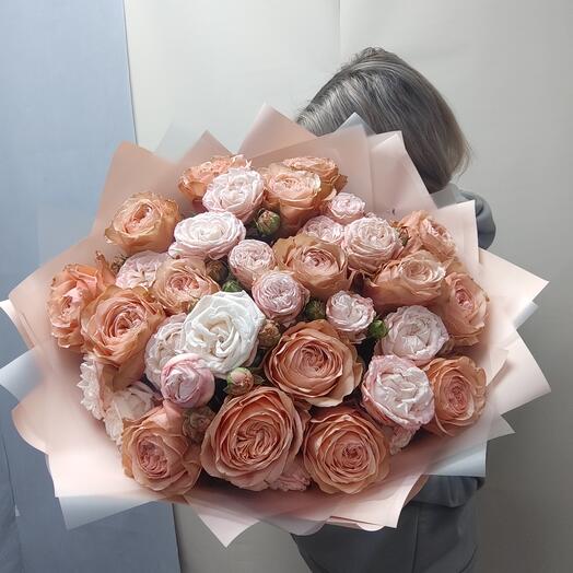 Букет из пионовидных роз, кустовой пионовидной розы " Для мамы"