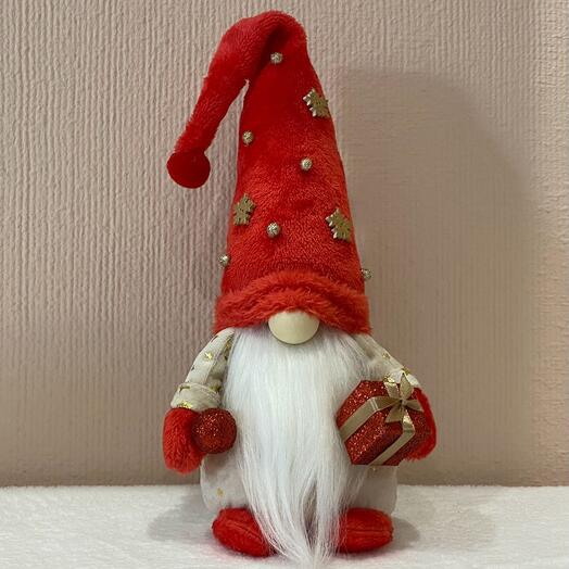 Gnomo navideño rojo-dorado
