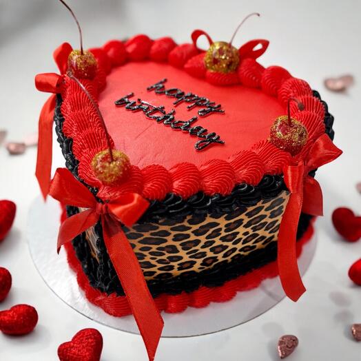 Торт 1кг сердце леопард