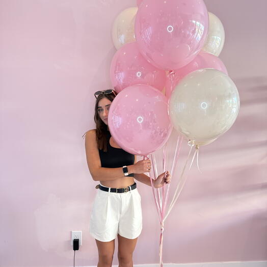 10 różowo-białych kul, 24-calowe szklane kule