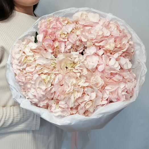 🍰Очаровательный нежный букет из пышных розовых гортензий в стильном оформлении