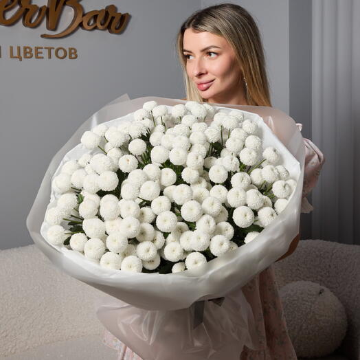 Монобукет из хризантем ньютон🌸