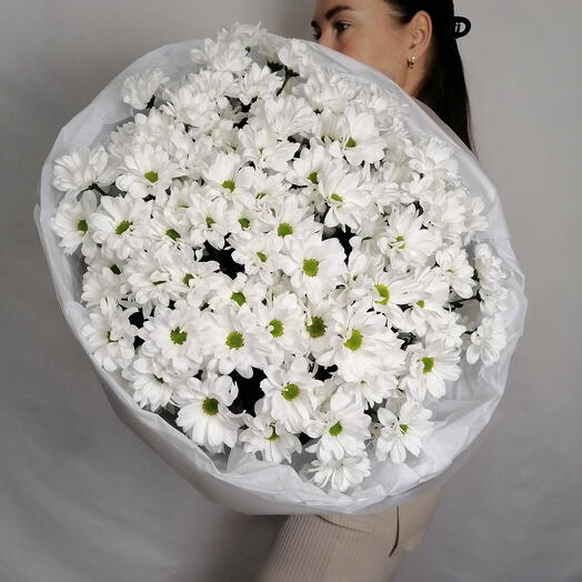 🌿Монобукет из 15 пышных кустовых Ромашковых хризантем 🌼