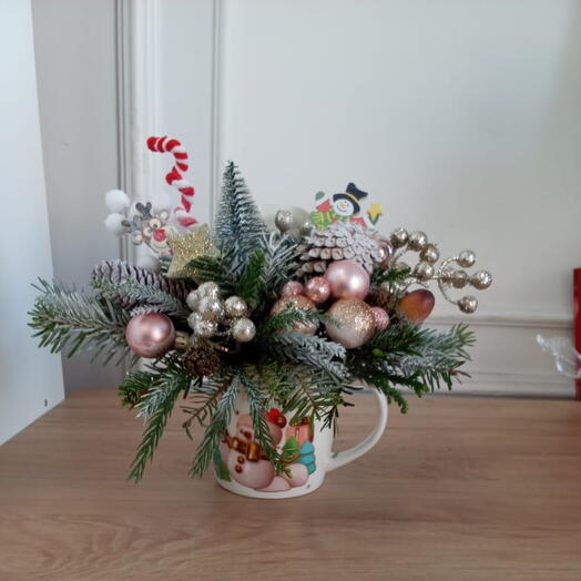 Новогодняя композиция  в стакане 1