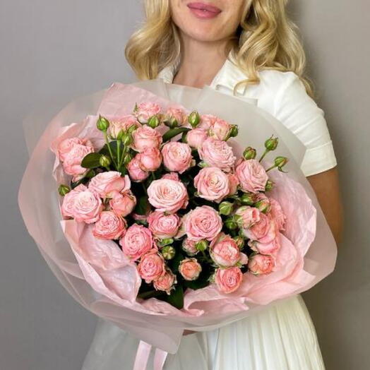 Персиковый сорбет с пионовидными розами мадам бомбастик 9