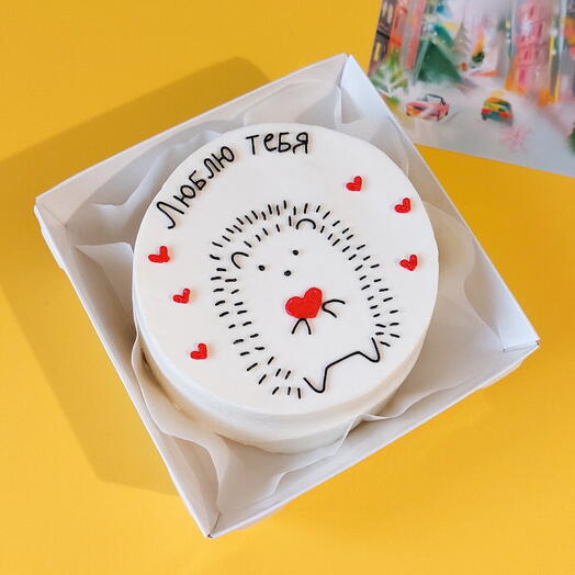 Бенто-торт с ёжиком и сердечками для любимого, любимой