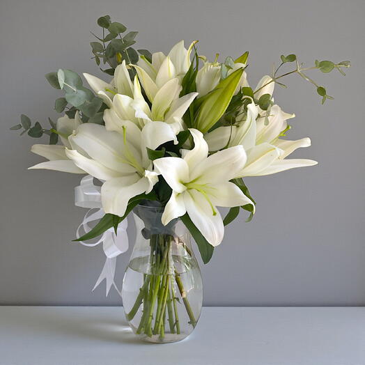 Elegant White Lily Luxe Vase | Premium Floral Arrangement
