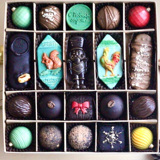 Ассорти шоколадных конфет без сахара на Новый год
